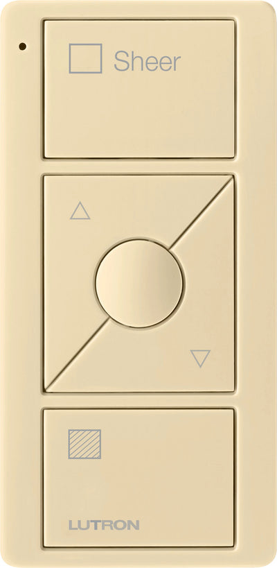 Lutron Pico 3-Button Smart Remote, Raise/Lower, Preset, Sheer Shade Icons, Ivory, PJ2-3BRL-GIV-S04