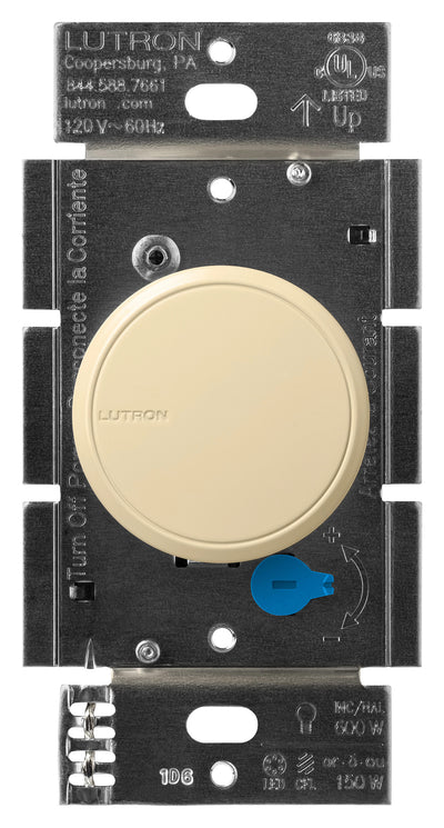 LutronÂ Dalia LED+ Rotary Dimmer Switch, with Soft Glow Locator Light, No Neutral Required, 150W LED, Single-Pole/3-Way, RCL-153PNLH-IV, Ivory