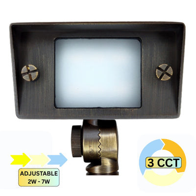 ABBA Lighting FPBCC04 12V LED Brass Flood Light, CCT Selectable, 2-7W Adjustable