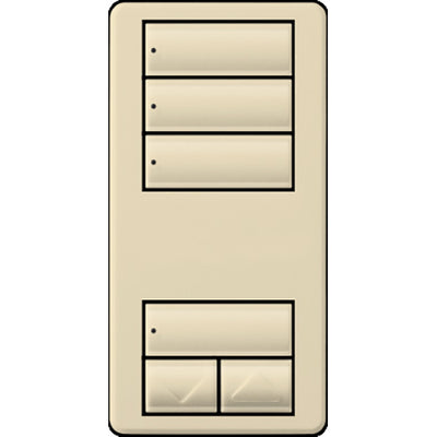 Lutron seeTouch LED+ Wall Keypad, Works with RA3 Systems, 3 Scene with 1 Raise/Lower, Neutral Required, 120V, RRD-W3S-AL, Almond