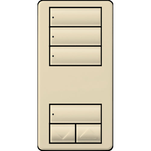 Lutron seeTouch LED+ Wall Keypad, Works with RA3 Systems, 3 Scene with 1 Raise/Lower, Neutral Required, 120V, RRD-W3S-AL, Almond
