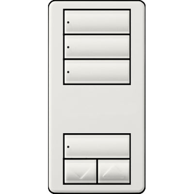 Lutron seeTouch LED+ Wall Keypad, Works with RA3 Systems, 3 Scene with 1 Raise/Lower, Neutral Required, 120V, RRD-W3S-SW, Snow White