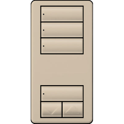 Lutron seeTouch LED+ Wall Keypad, Works with RA3 Systems, 3 Scene with 1 Raise/Lower, Neutral Required, 120V, RRD-W3S-TP, Taupe