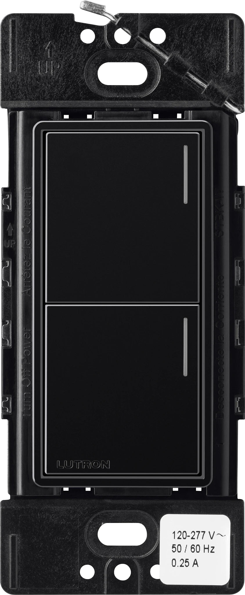 Lutron RadioRA 3 Sunnata RF Hybrid 2-Button Keypad, 120-277V, Black, RRST-HN2B-BL