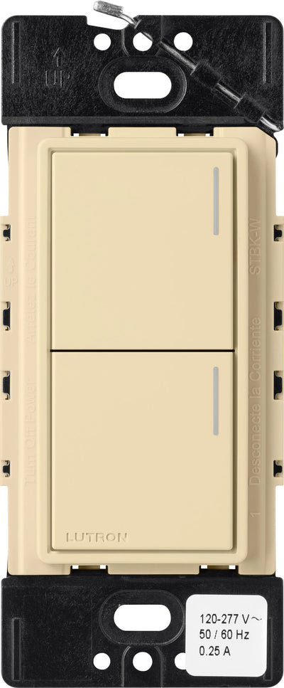 Lutron RadioRA 3 Sunnata RF Hybrid 2-Button Keypad, 120-277V, Ivory, RRST-HN2B-IV