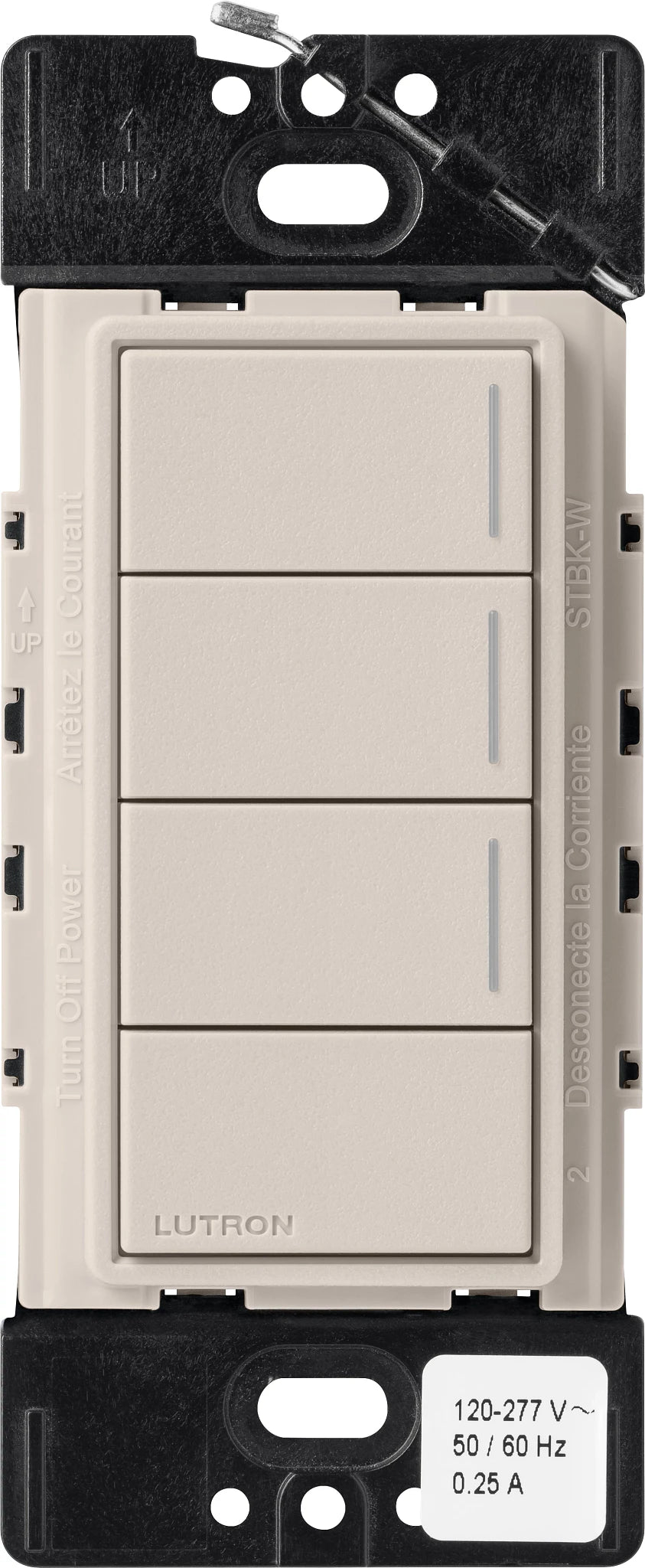 Lutron RadioRA 3 Sunnata RF Hybrid 3-Button Keypad, Raise/Lower, 120-277V, Taupe, RRST-HN3RL-TP