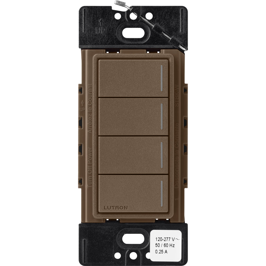 Lutron RadioRA 3 Sunnata RF Hybrid 4-Button Keypad, 120-277V, Espresso, RRST-HN4B-EP