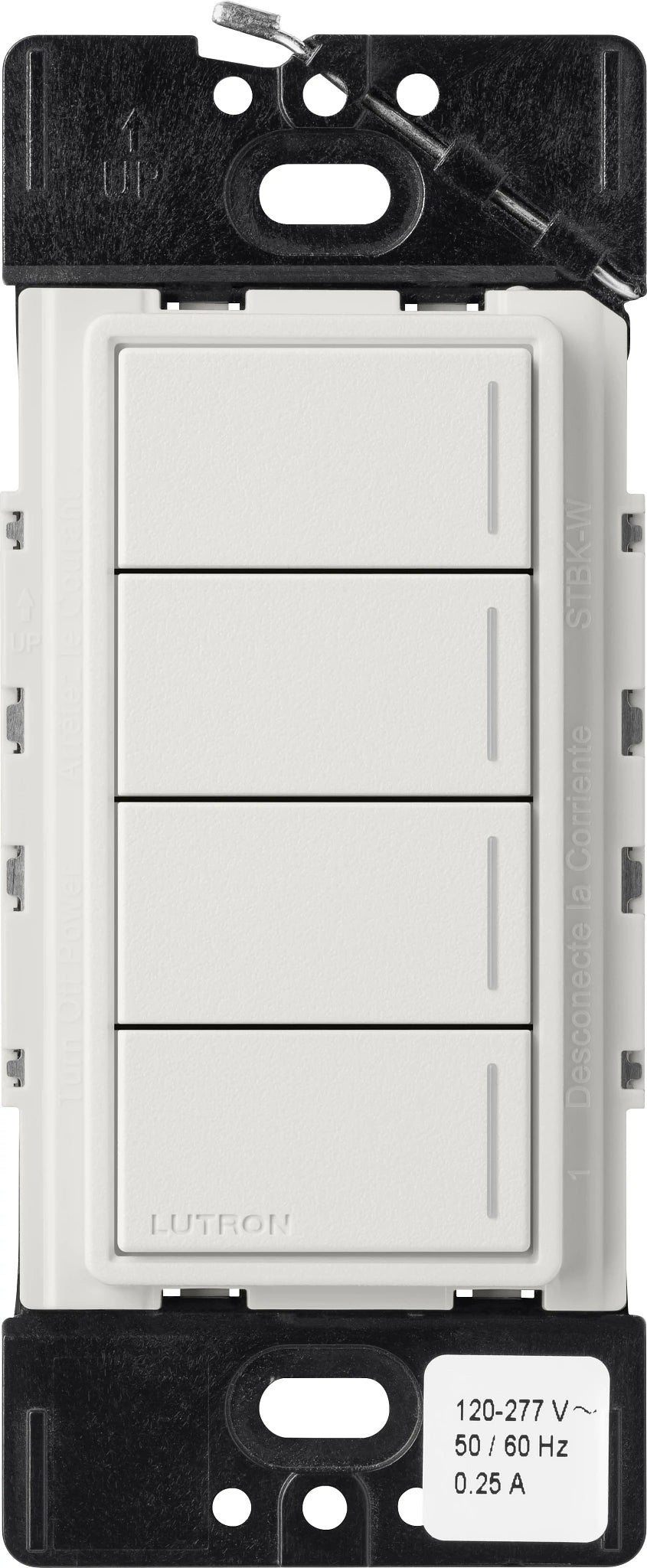 Lutron RadioRA 3 Sunnata RF Hybrid 4-Button Keypad, 120-277V, Lunar Gray, RRST-HN4B-LG