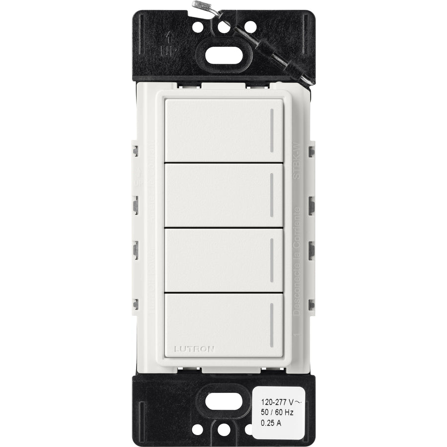 Lutron RadioRA 3 Sunnata RF Hybrid 4-Button Keypad, 150W LED, Architectural White, RRST-HN4B-RW