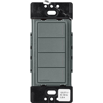 Lutron RadioRA 3 Sunnata RF Hybrid 4-Button Keypad, 150W LED, Slate, RRST-HN4B-SL