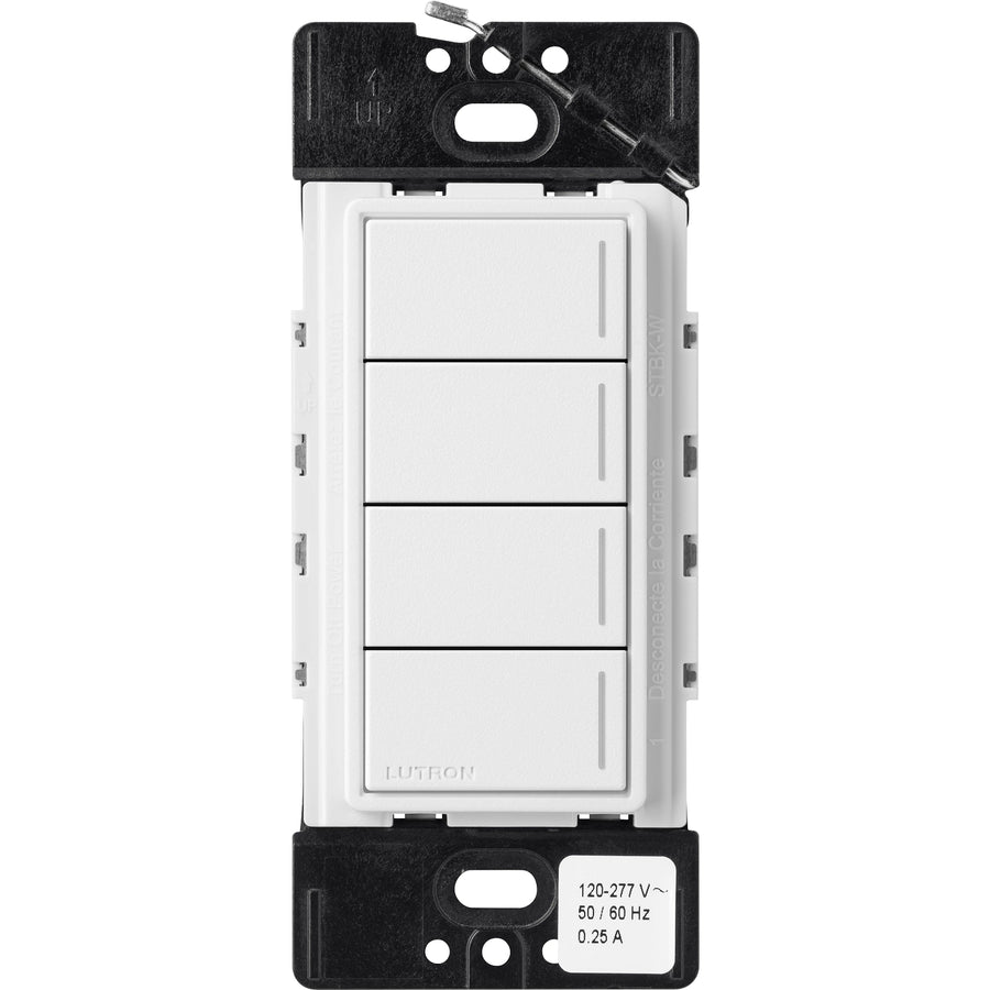 Lutron RadioRA 3 Sunnata RF Hybrid 4-Button Keypad, 150W LED, Snow White, RRST-HN4B-SW