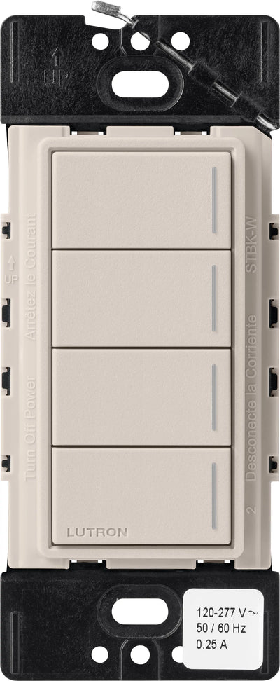 Lutron RadioRA 3 Sunnata RF Hybrid 4-Button Keypad, 150W LED, Taupe, RRST-HN4B-TP
