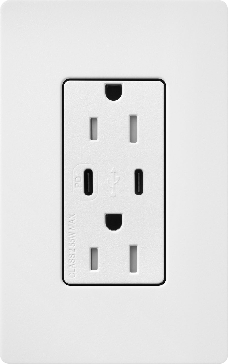 Lutron Claro 15A Tamper Resistant USB Type C Duplex Receptacle Designer style receptacles, Satin Finish, SCR-15-CCTR-SW