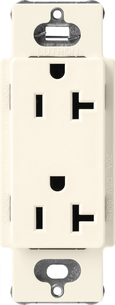Lutron Claro Duplex Outlet, 20A, 125V, Biscuit, SCR-20-BI