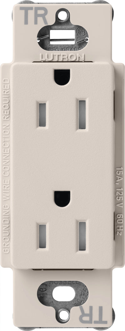 Lutron Claro Tamper-Resistant Duplex Receptacle, 15A, 125V, Taupe, SCRS-15-TR-TP