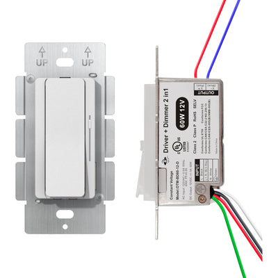 Select 60 Watts LED Decora Dimmer with Built-in 120V Input 12V DC Output Driver Class 2