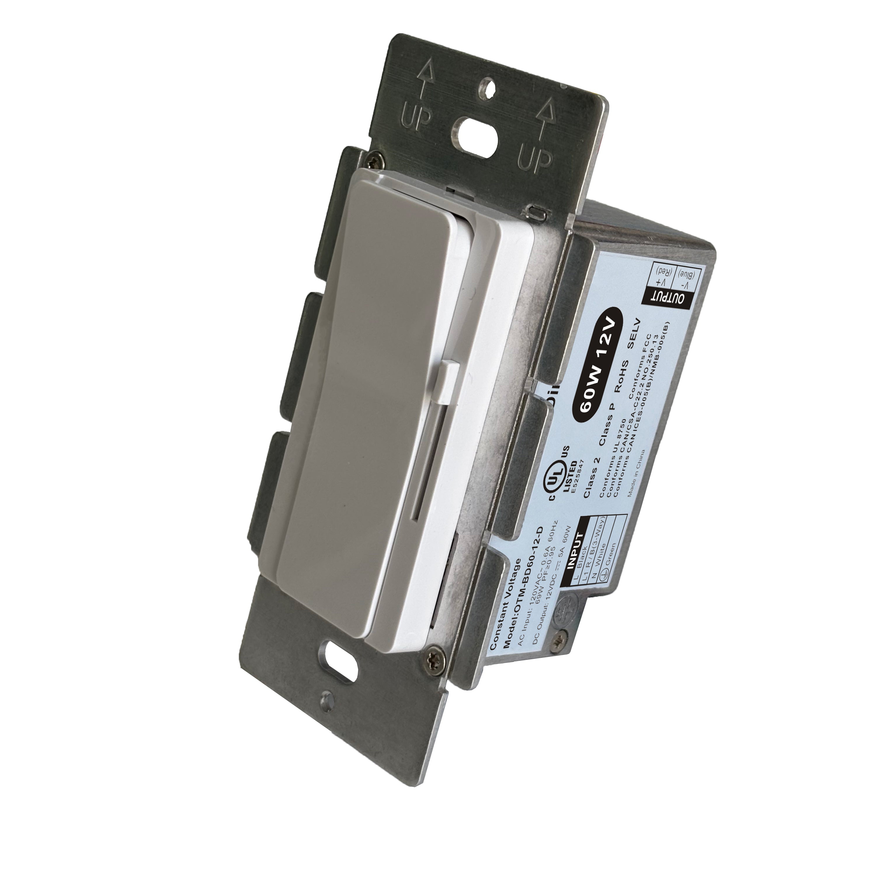 Select 60 Watts LED Decora Dimmer with Built-in 120V Input 12V DC Output Driver Class 2