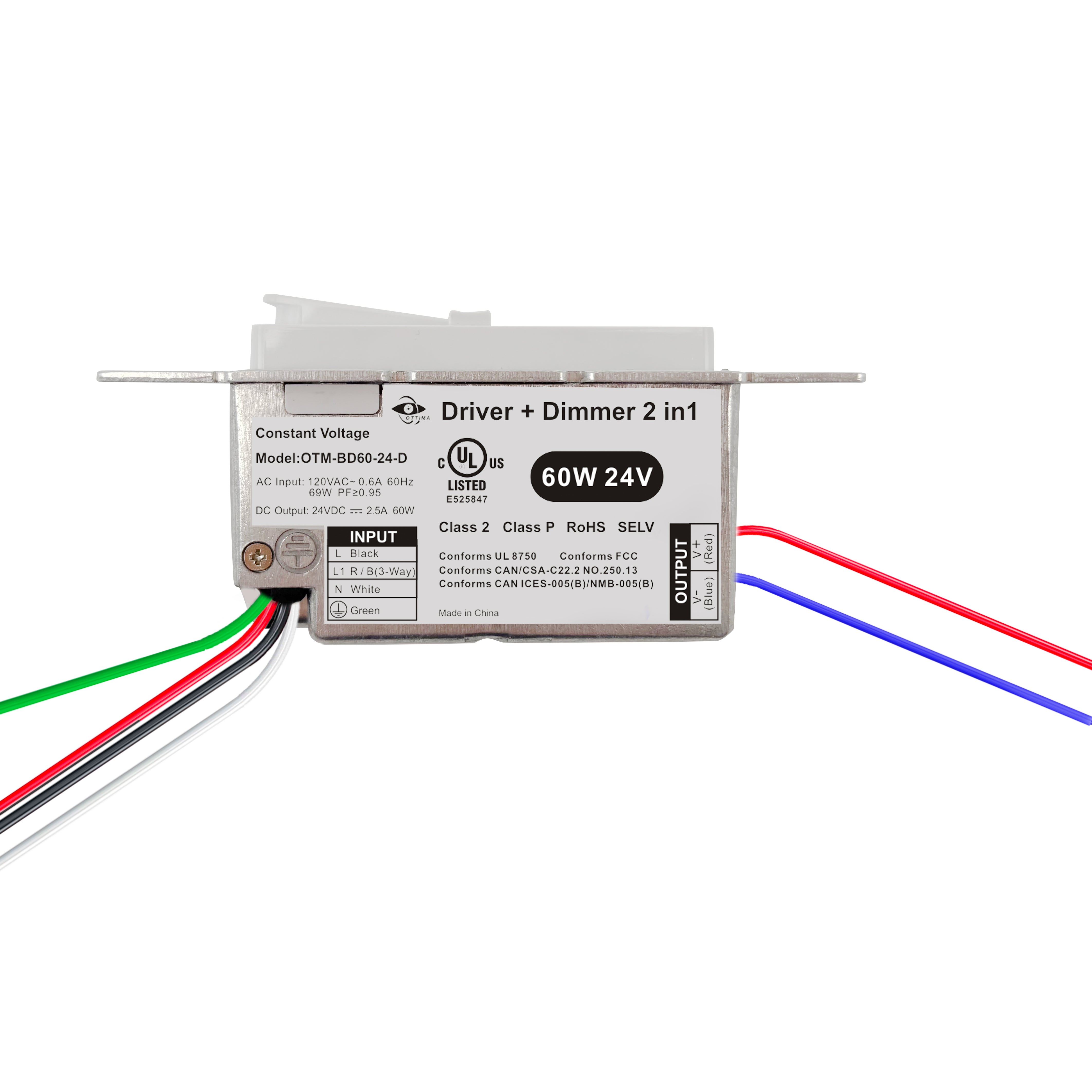 Select 60 Watts LED Decora Dimmer with Built-in 120V Input 24V DC Output Driver Class 2