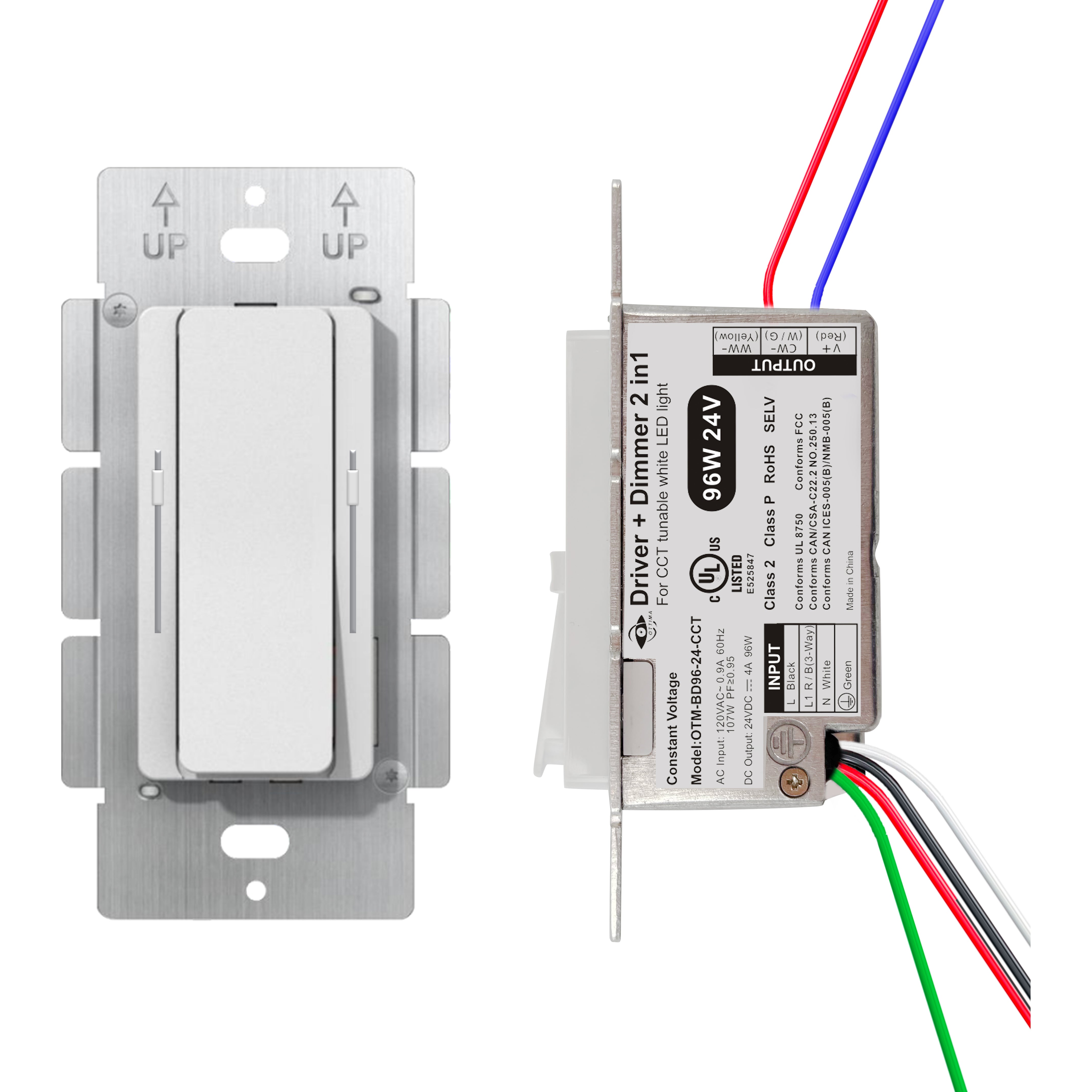 Select 96 Watts LED Decora Dimmer Tunable White CCT with Built-in 120V Input 24V DC Output Driver Class 2