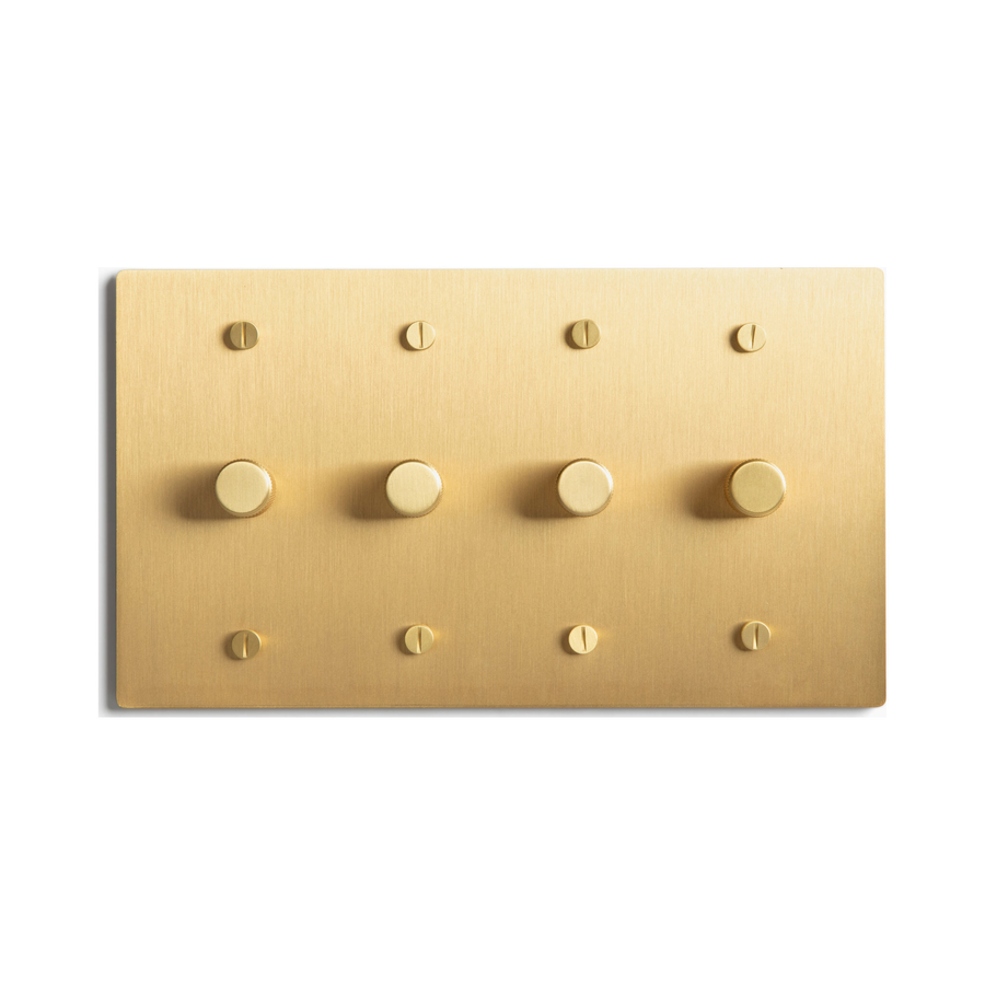 Select Lighting 3 and 1 Way Solid Brass Rotary Dimmer Switch, Satin Brass