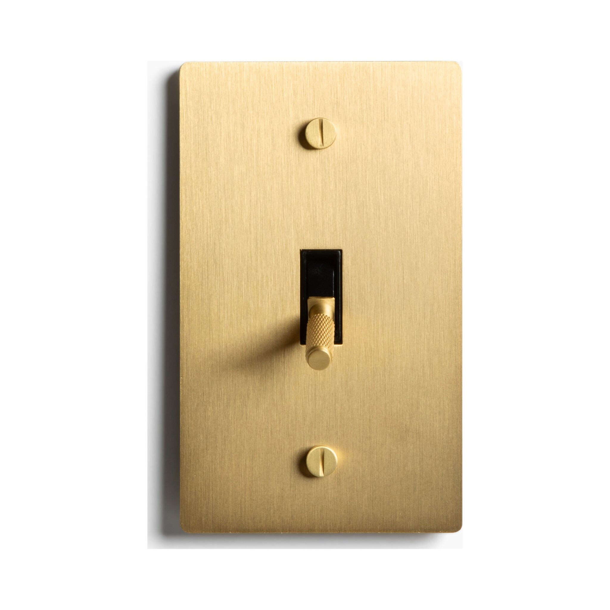 Satin Solid Brass Plated Toggle Switch, 15A 120V AC Wall Mount, 3-Way Compatible Vintage Style Single Pole with Faceplate & Switch Module