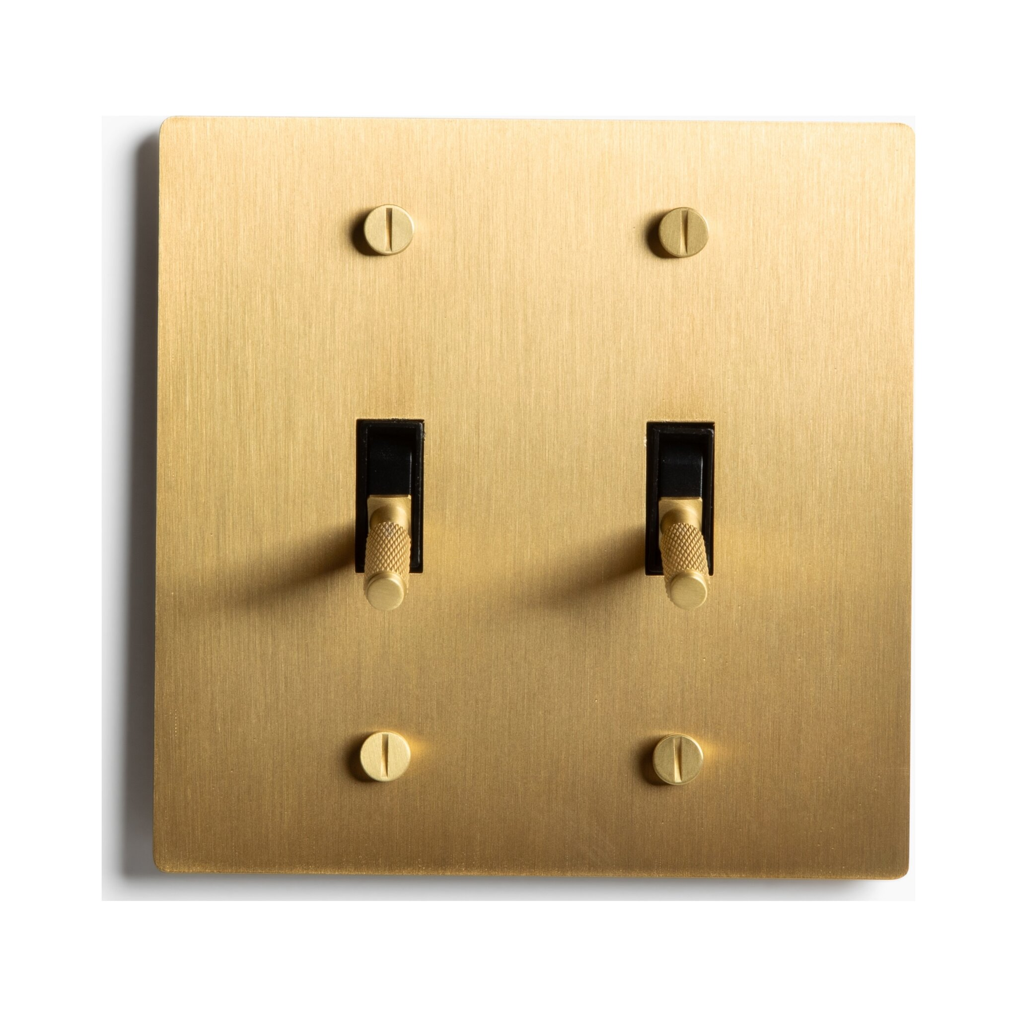 Satin Solid Brass Plated Toggle Switch, 15A 120V AC Wall Mount, 3-Way Compatible Vintage Style Single Pole with Faceplate & Switch Module