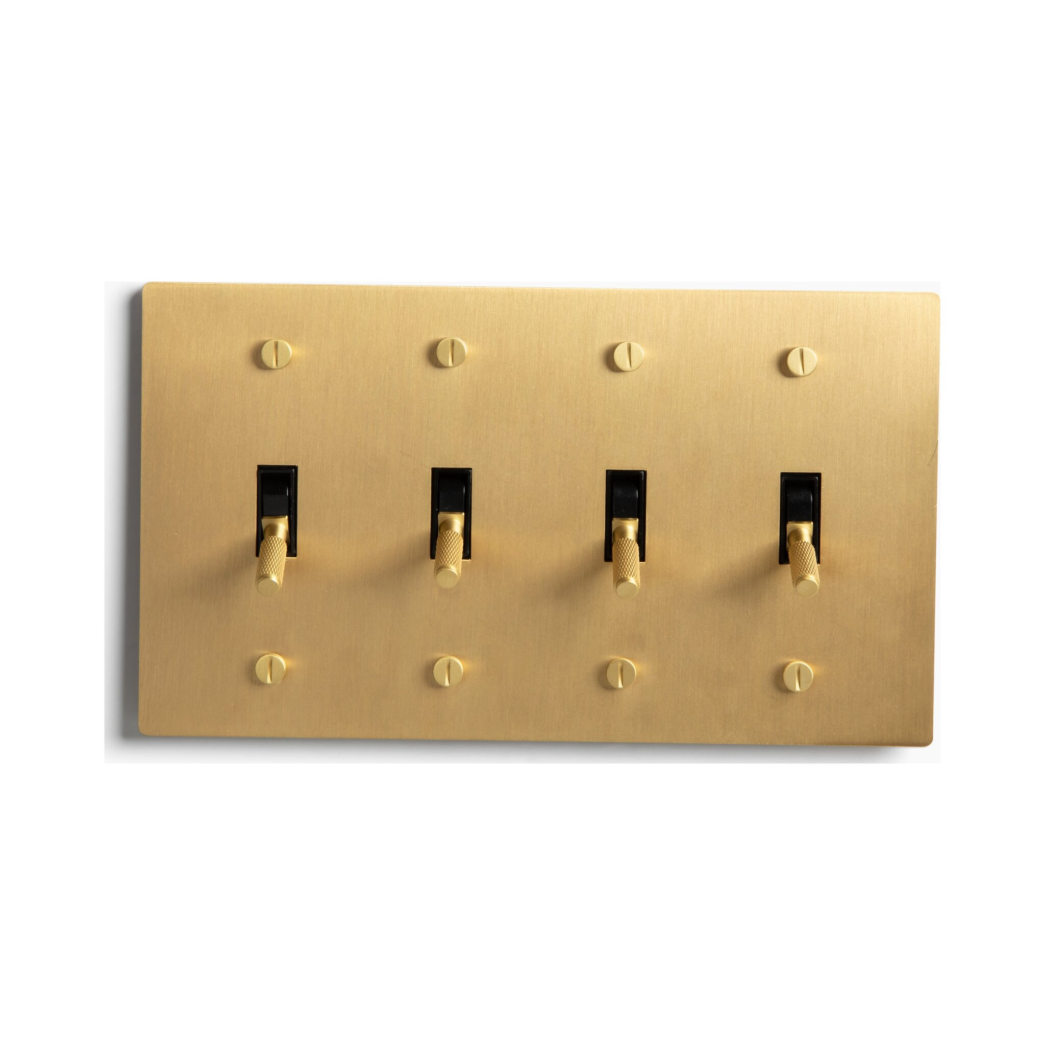 Satin Solid Brass Plated Toggle Switch, 15A 120V AC Wall Mount, 3-Way Compatible Vintage Style Single Pole with Faceplate & Switch Module