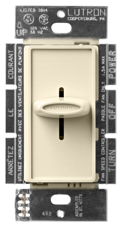 Lutron Skylark Quiet 3-Speed Fan Control, 1.5A, 120V, Single Pole/3-Way, Almond, SFSQ-F-AL