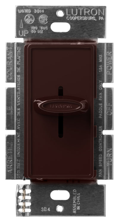 Lutron Skylark Quiet 3-Speed Fan Control, 1.5A, 120V, Single Pole/3-Way, Brown, SFSQ-F-BR