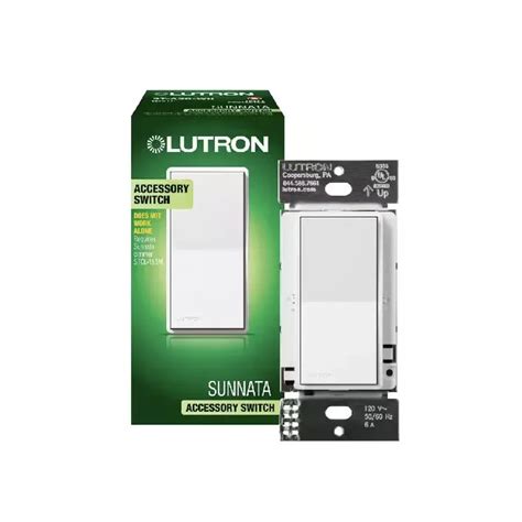 Lutron ST-ASR-WH Sunnata accessory switch, white, shown with retail box