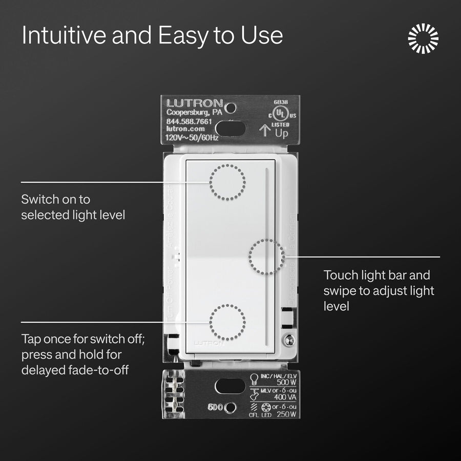 Representative image: Lutron Sunnata touch dimmer operation (Pro Max family)