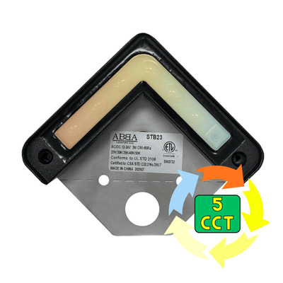 ABBA Lighting STB23 L-Shape Edge Light, 3W, 12–24V, CCT Selectable, Matte Black, STB23