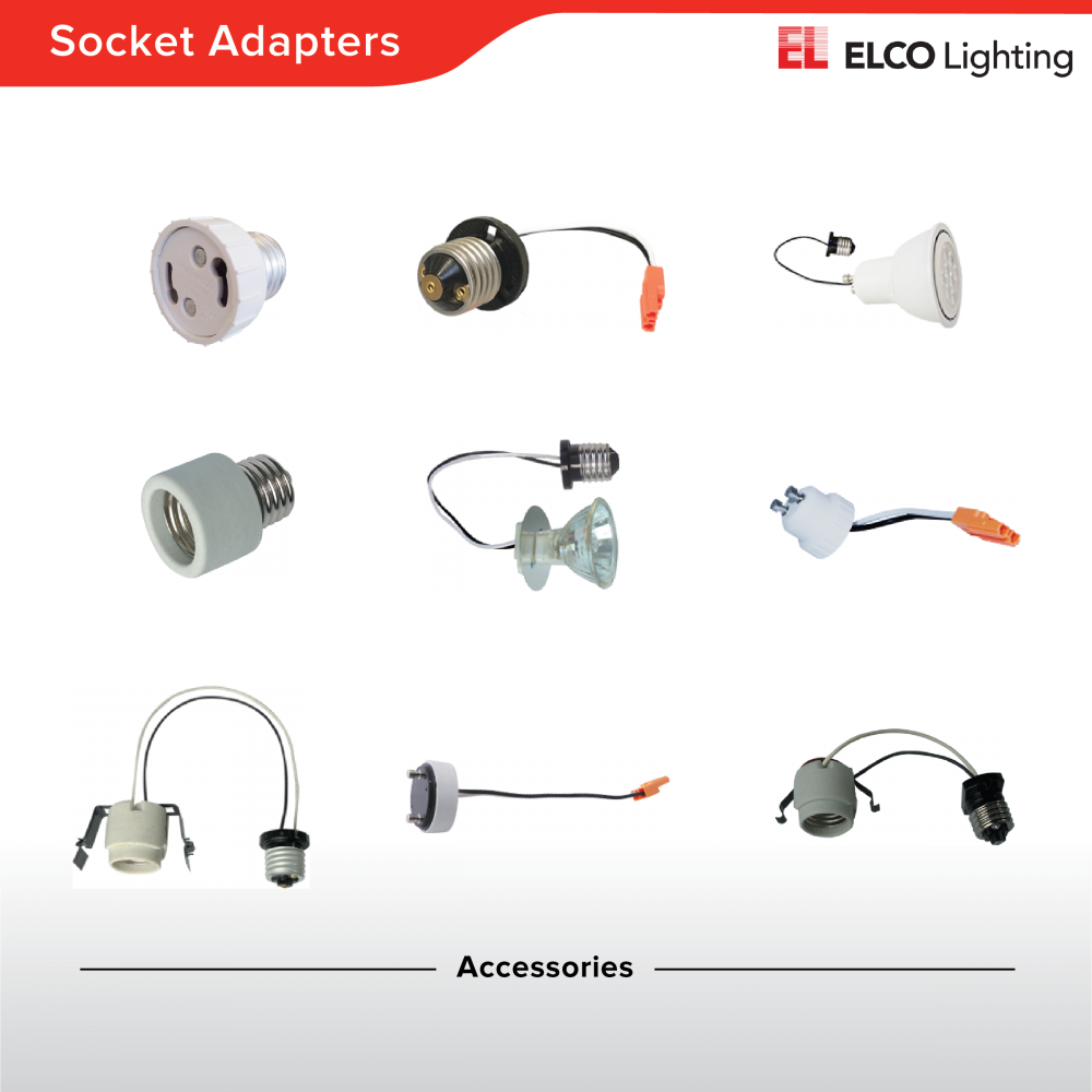 Elco Lighting Socket Adapter, MR16, 6" Leads, P012S