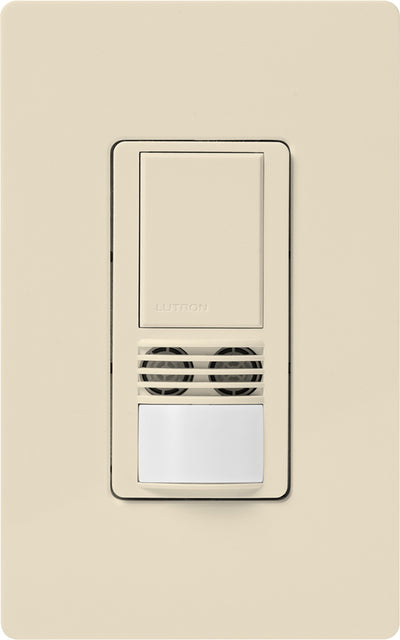 Lutron Maestro Dual Technology Occupancy Sensor Switch, XCT Technology, 180° Coverage, Light Almond, WMS-A102-LA