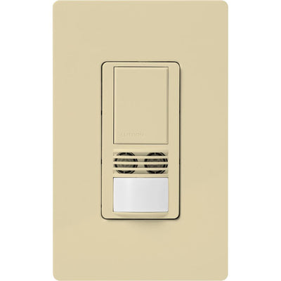 Lutron Maestro Dual Technology Vacancy Sensor Switch, XCT Technology, 180° Coverage, Ivory, WMS-A102-V-IV
