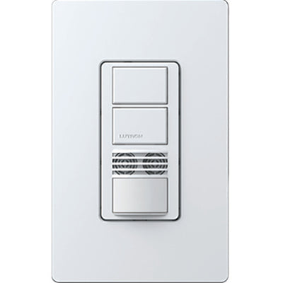 Lutron Maestro Dual Technology Occupancy Sensor Switch, 2-Circuit, 180°, White, WMS-B202-WH