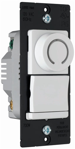 Wattstopper 450W CFL/LED, 700W Incandescent Single Pole/3-Way, Preset Rotary Dimmer, White, DRCL453PW