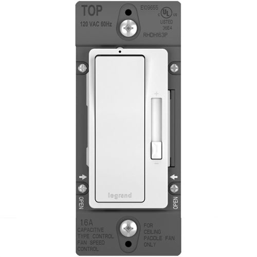 Wattstopper Radiant 1.6A Single Pole/3-Way De-hummer Fan Speed Control, White, RHDH163PW
