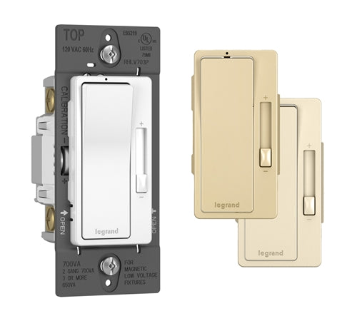 Wattstopper 700VA Magnetic Low Voltage Single Pole/3-Way, Preset Dimmer, Tri Colors, RHLV703PTC