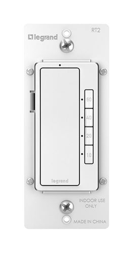 Wattstopper Radiant 0-600W 1/6 HP 4-Button Digital Timer, White, RT2W