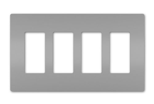 Wattstopper Radiant 4-Gang Screwless Wallplate, Gray, RWP264GRY