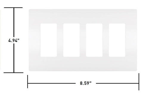 Wattstopper Radiant 4-Gang Screwless Wallplate, Gray, RWP264GRY