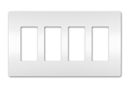 Wattstopper Radiant 4-Gang Screwless Wallplate, White, RWP264WCC6