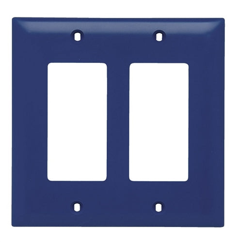 Wattstopper Thermoplastic 2-Gang Decorator Wall Plate, Blue, TP262BL