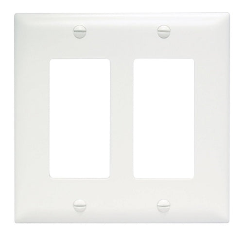 Wattstopper Thermoplastic 2-Gang Decorator Wall Plate, White, TP262WCC30