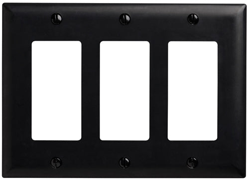 Wattstopper Thermoplastic 3-Gang Decorator Wall Plate, Black, TP263BK