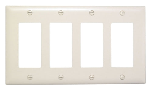 Wattstopper Thermoplastic 4-Gang Decorator Wall Plate, Light Almond, TP264LA