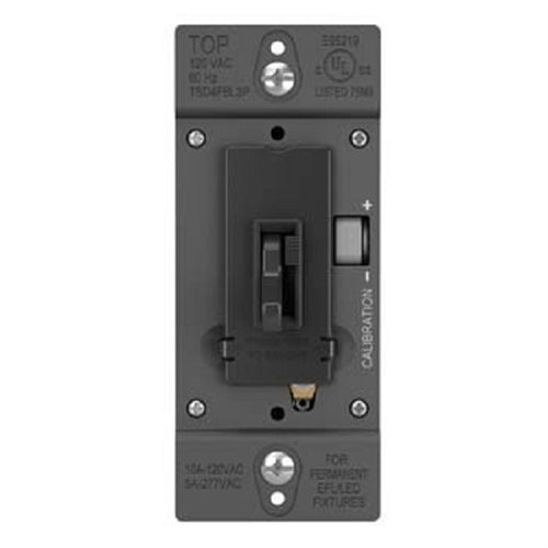 Wattstopper 0-10V Fluorescent/ LED Single Pole/3-Way Toddle Slide Dimmer, Preset, Black, TSD4FBL3PBK