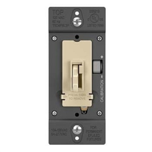 Wattstopper 0-10V Fluorescent/ LED Single Pole/3-Way Toddle Slide Dimmer, Preset, Ivory, TSD4FBL3PI