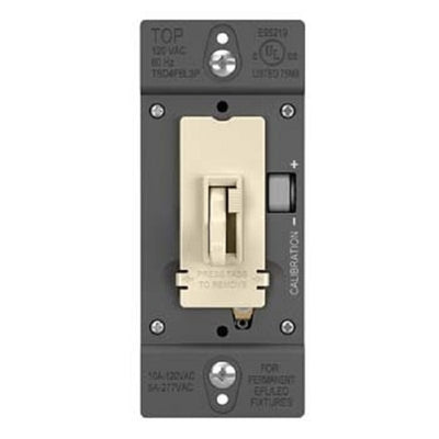 Wattstopper 0-10V Fluorescent/ LED Single Pole/3-Way Toddle Slide Dimmer, Preset, Light Almond, TSD4FBL3PLA